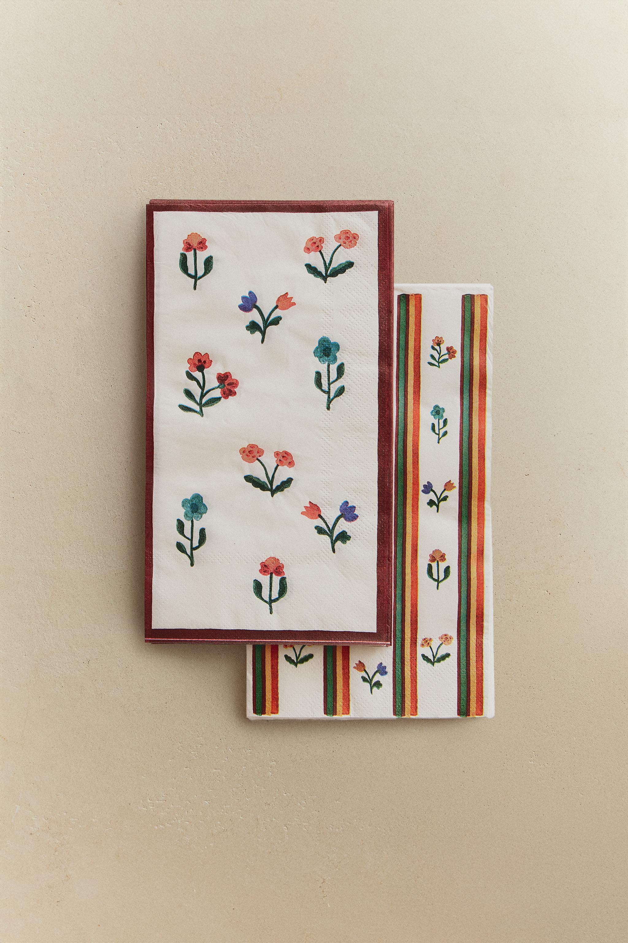 SET OF FLORAL PAPER NAPKINS (SET OF 30)